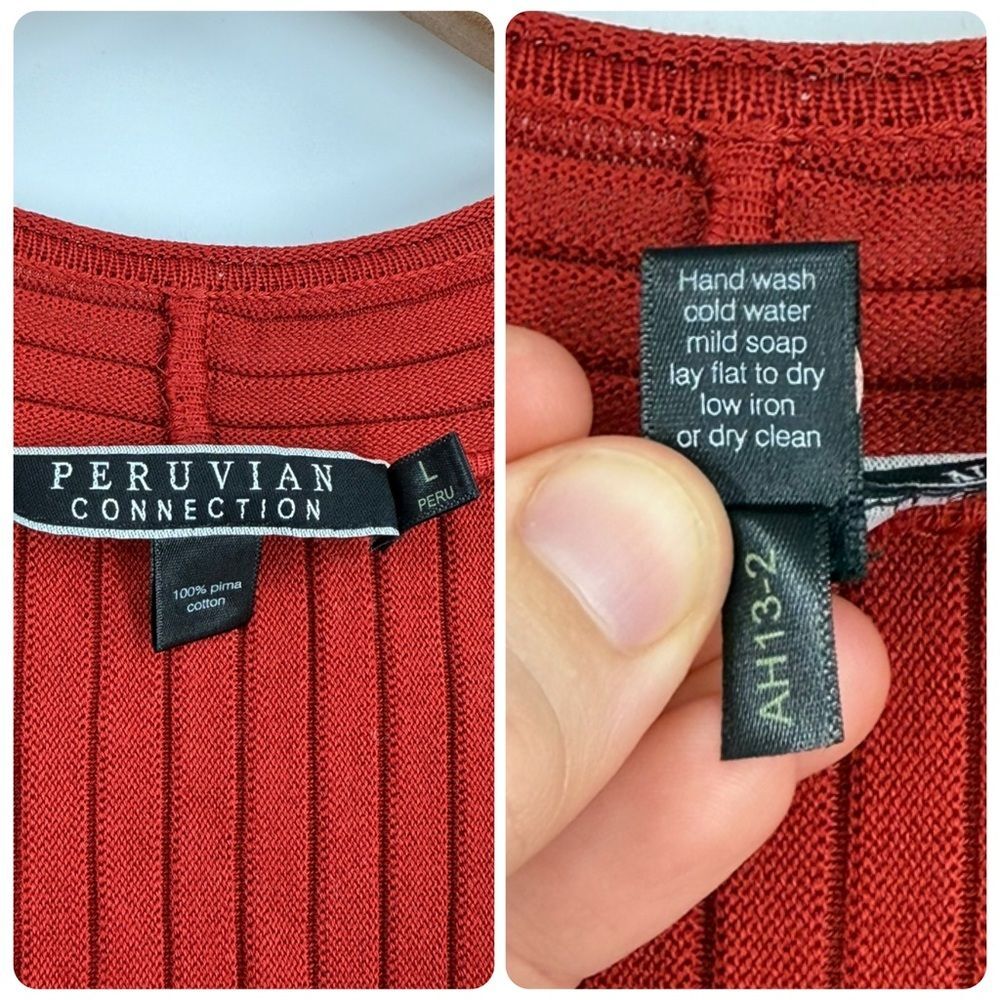 Peruvian Connection Julieta Pima Cotton Ribbed Dress in Salsa | Large - Picture 6 of 6